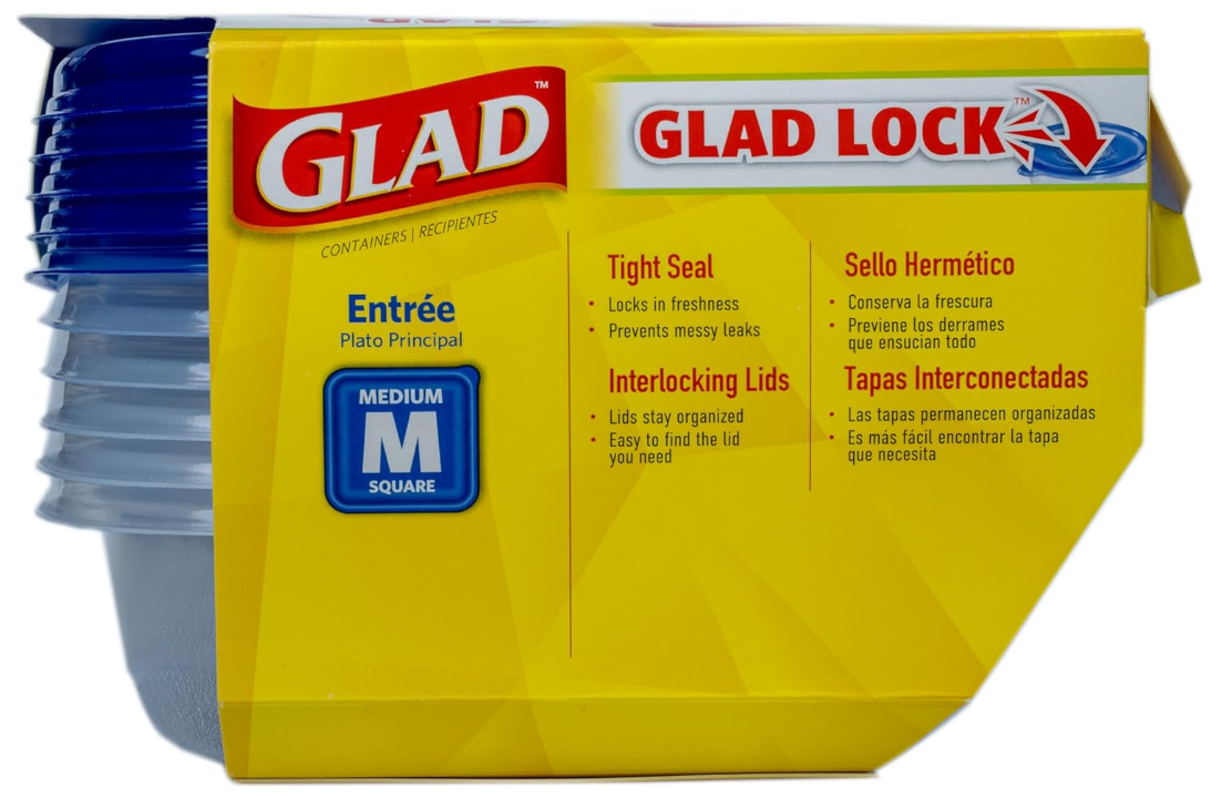 Glad GladWare Medium Square Food Storage Containers 25oz, 30 Count