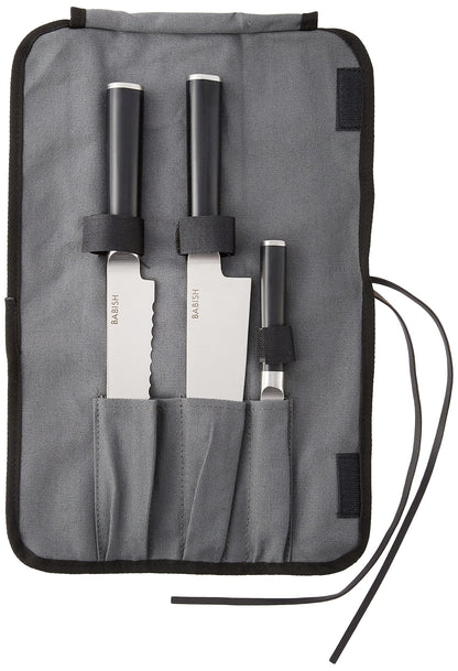 Babish German High-Carbon Steel Cutlery & Pairing Knives w/Kitchen Knives Roll