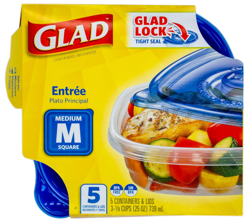 Glad GladWare Medium Square Food Storage Containers 25oz, 30 Count
