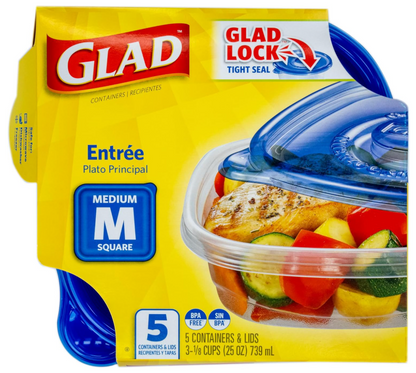 Glad GladWare Medium Square Food Storage Containers 25oz, 30 Count