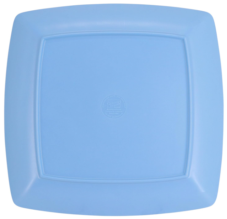 Gibson Home Jayson Melamine Plates 10.5" – Blue Square Set, 4 Count