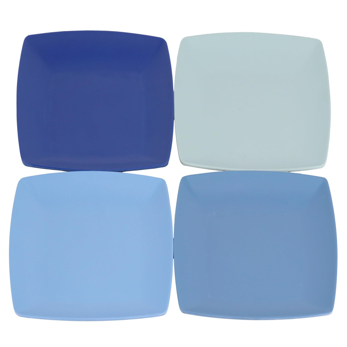 Gibson Home Jayson Melamine Plates 10.5" – Blue Square Set, 4 Count